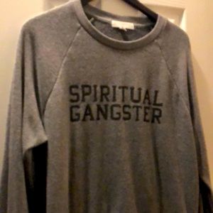 Spiritual Gangster:  Heather grey logo sweatshirt Sz Large